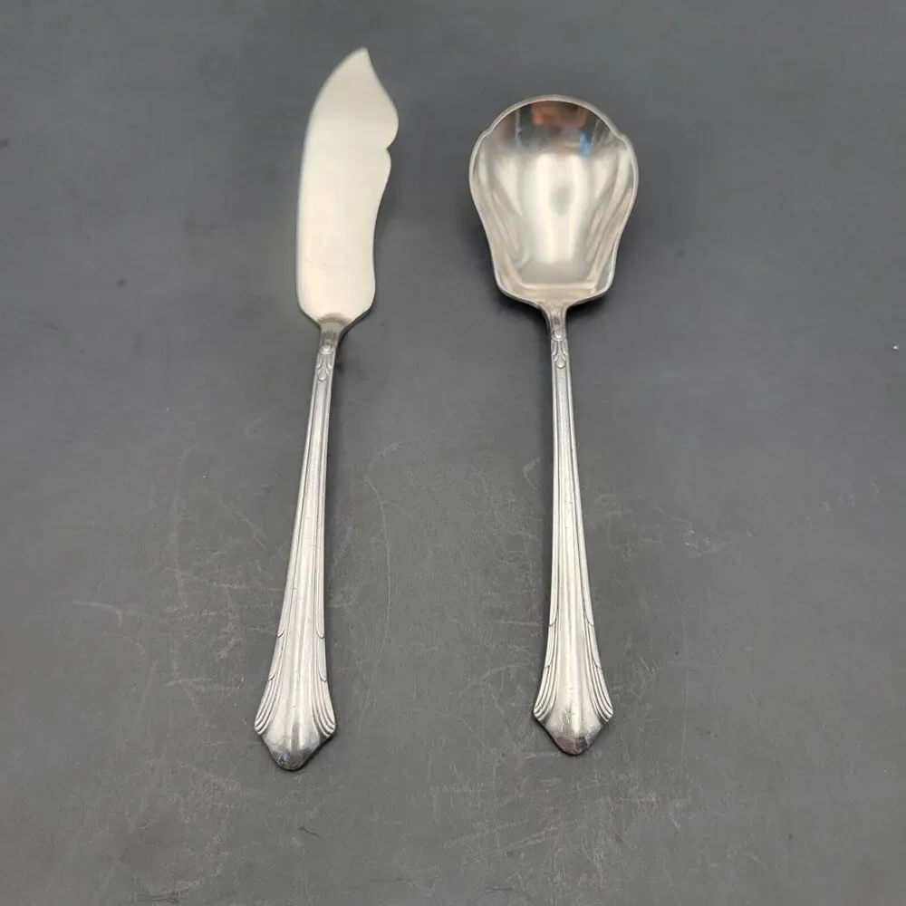 Gorham Plate 1930 LADY CAROLINE Butter Knife And Sugar Spoon Set of 2 VTG Rare